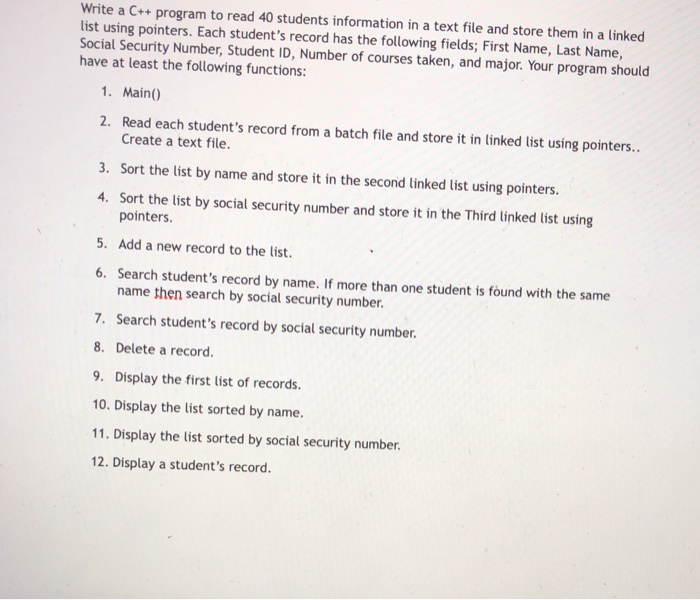  using nodes Write a C++ program to read 40 students information