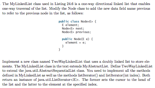  Write this code in JAVA The MyLinkedList class used in Listing