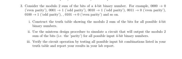 + 0 ('even parity'), 0100 +1 ('odd parity'), 0101 + 0 ('even