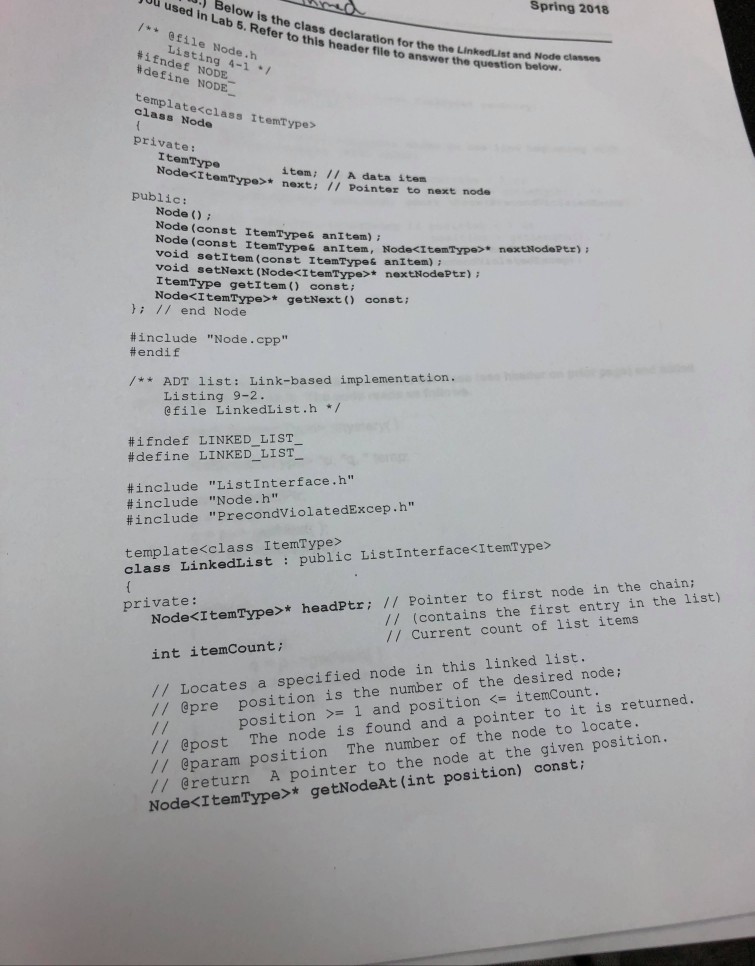 COMP SCI PLEASE ANSWER USING ALL CODE AND CODE GIVEN Spring 2018