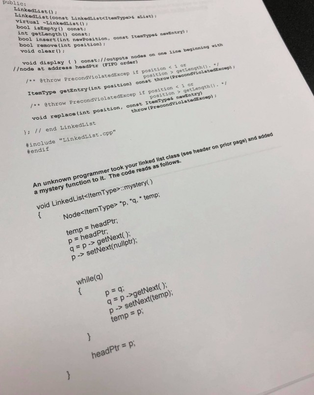 ) Below is the clas used in Lab 5. Refer to this