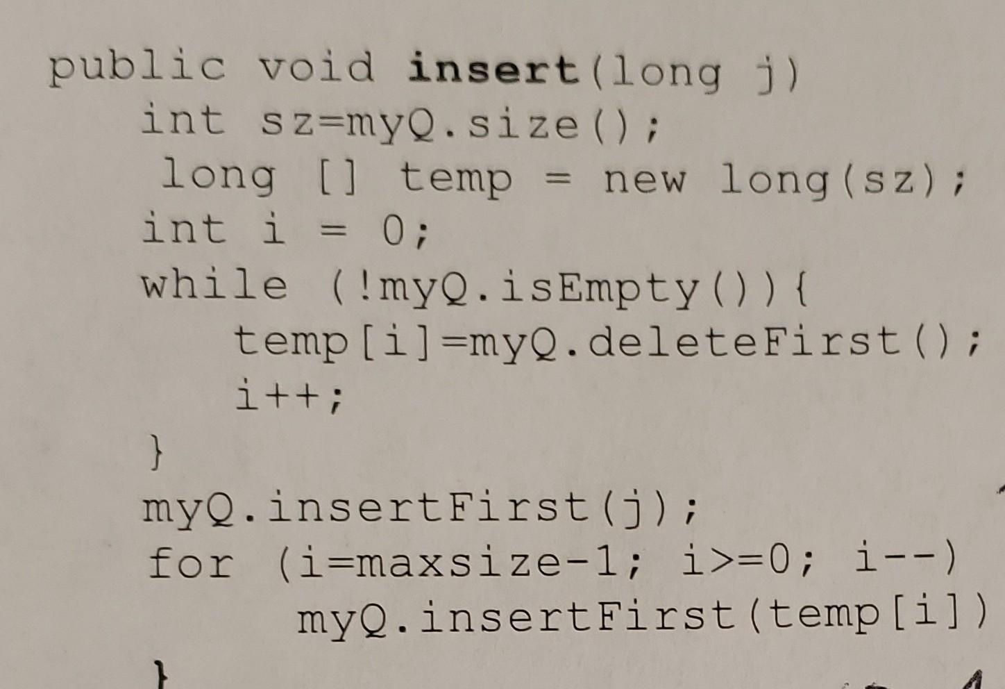  write an algorithm for an improved version of the insert(long j)
