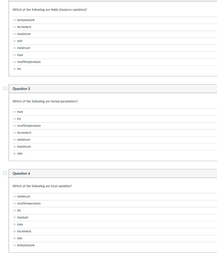 the answers that apply. public class Heater bus private int temperature; private