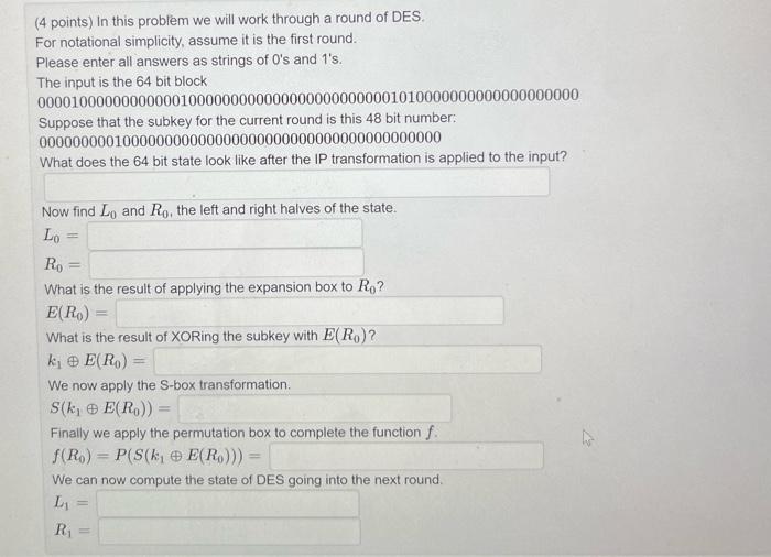 short answer only please (4 points) In this problem we will work