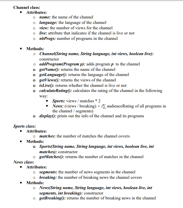 - language : String - views : int - live : boolean