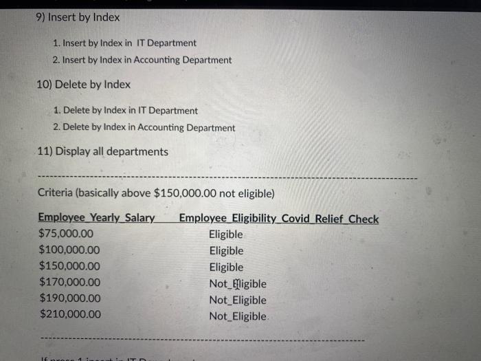 in Accounting Department 3) Insert 1. Insert in IT Department 2. Insert