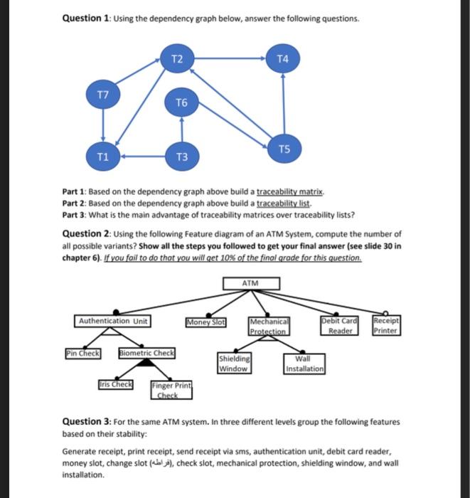  Question 1: Using the dependency graph below, answer the following questions