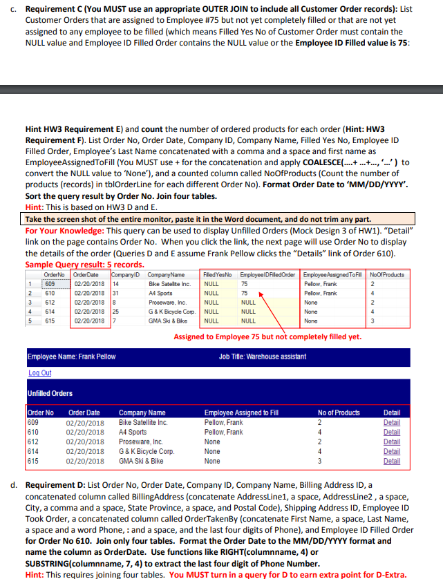 of tables and requirements below: Feel free to submit a partial answer,
