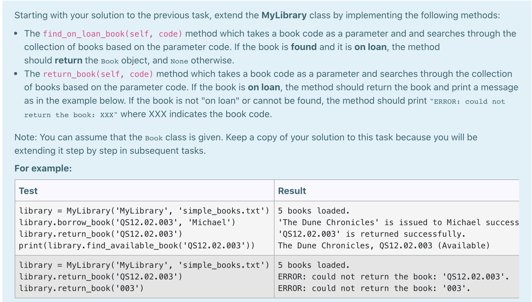through the collection of books based on a given code. If the
