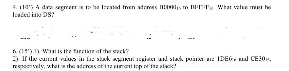  4. (10) A data segment is to be located from address