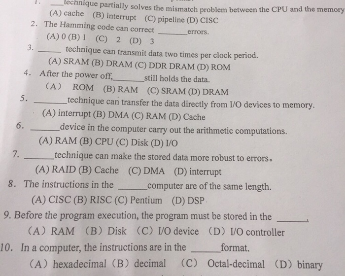  technique partially solves the mismatch problem between the CPU an (A)