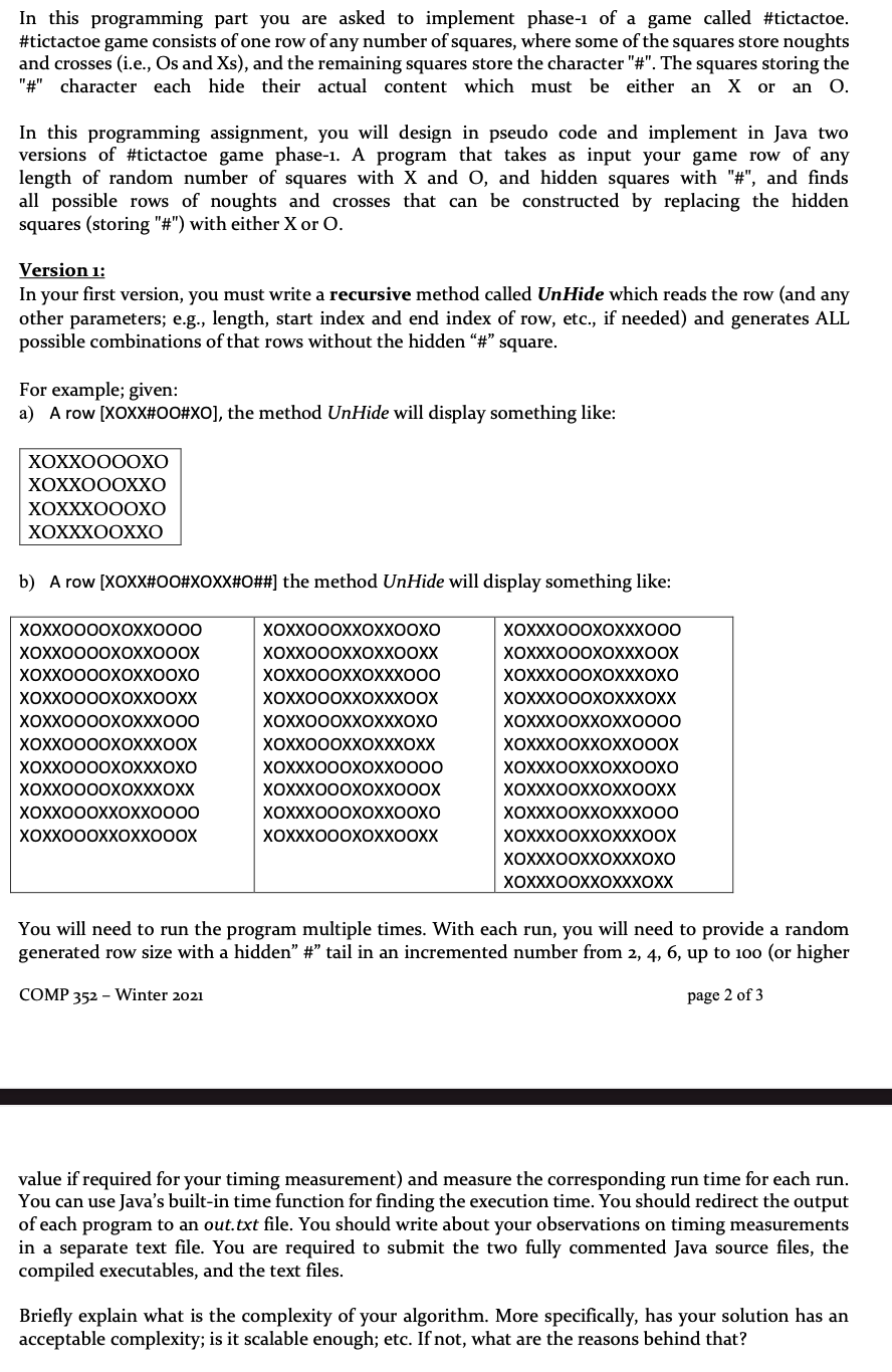  Please complete Version 1using JAVA. Thank you! In this programming part