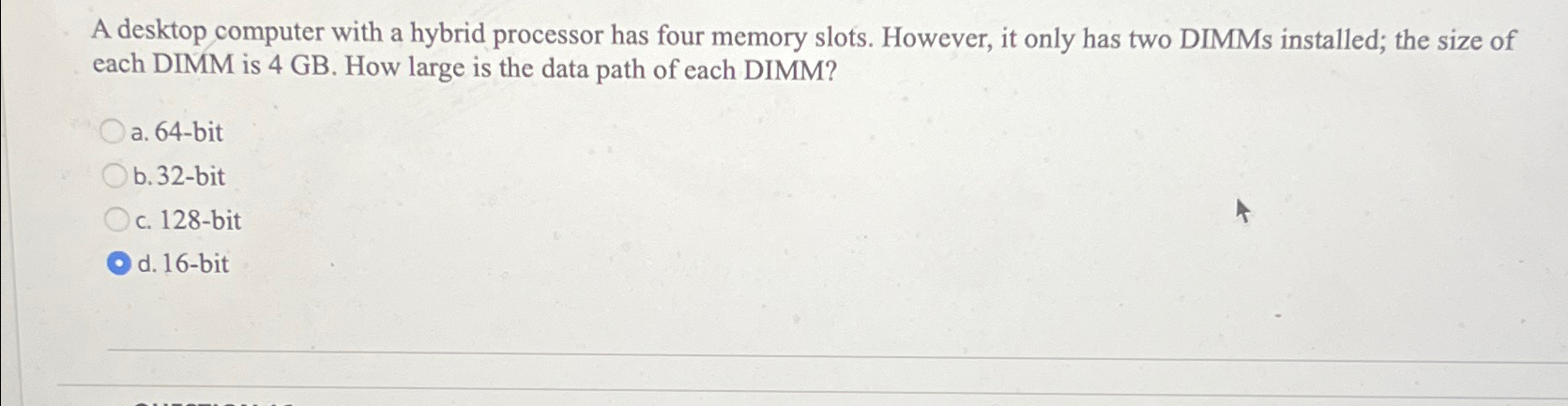  A desktop computer with a hybrid processor has four memory slots.