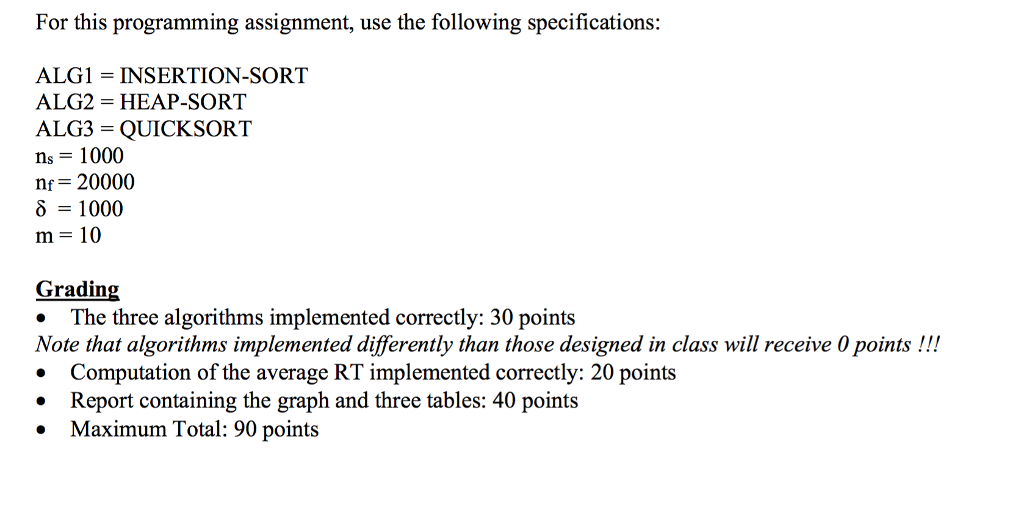 first goal is to observe empirically the complexities of different algorithms solving