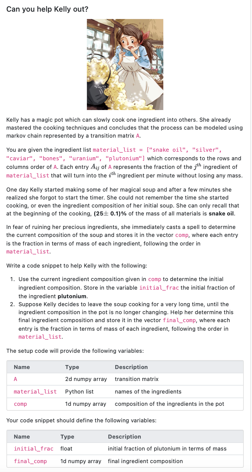  pythonKelly has a magic pot which can slowly cook one ingredient