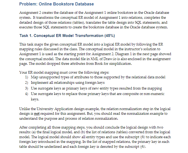 Create -Conceptual ER model mapping steps, final logical model,and mapped relations. -Table