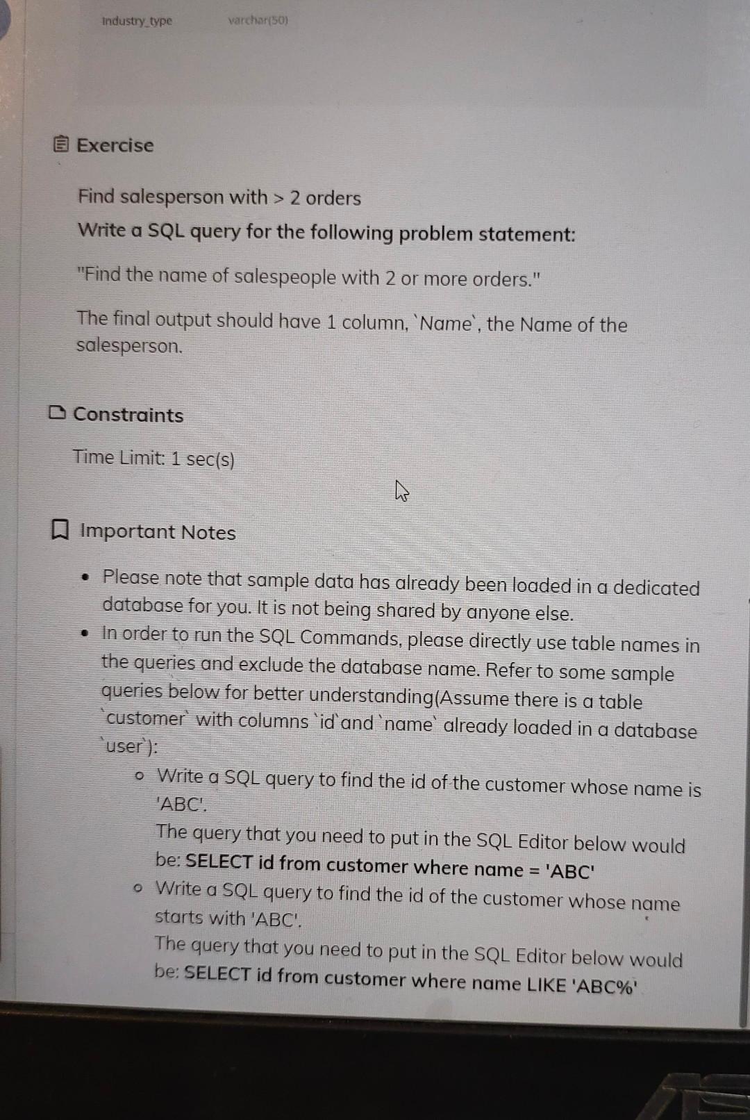 to solve Sales use cases. This requires skills like Database concepts, SQL