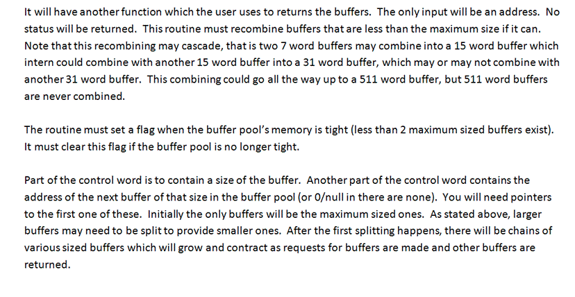 Make a simple buddy buffer manager with 4 functions for an operating