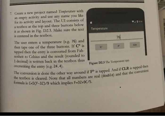  7. Create a new project named Temperature with an empty activity