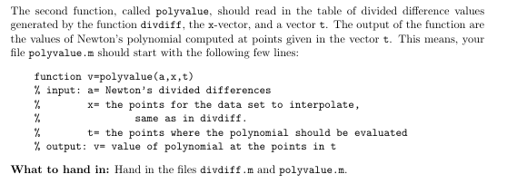 should read in two vectors x and y, and return a table