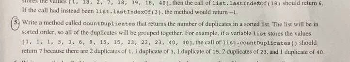 pleas do it with eclips. Write a method called countDuplicates that returns