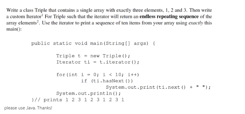  Please dont copy answers from previous posts Write a class Triple