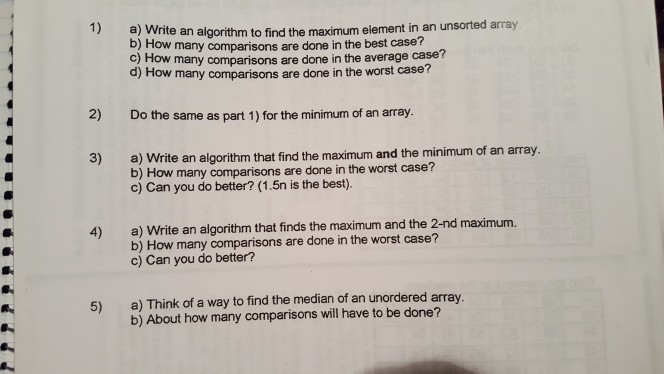  e an algorithm to find the maximum element in an unsorted