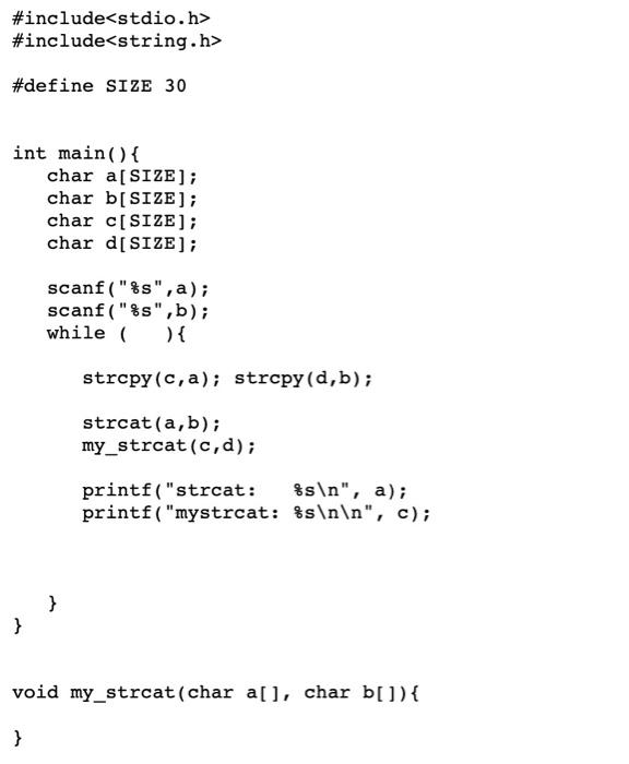 user, stored them into arrays a and b. It then copies the