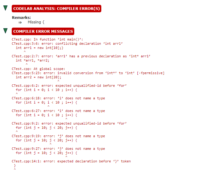 been declared as pointers to integers. An array of 10 elements has