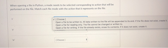  When opening a file in Python, a mode needs to be