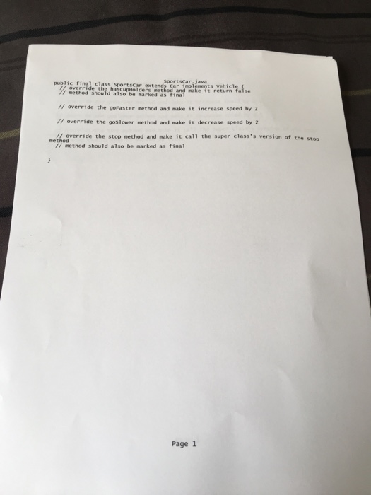 classes, final methods, final classes Overriding toString0 method, and polymorphism. Directions Use