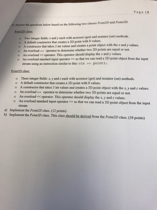  Below based on the following two classes Point 2D and Point