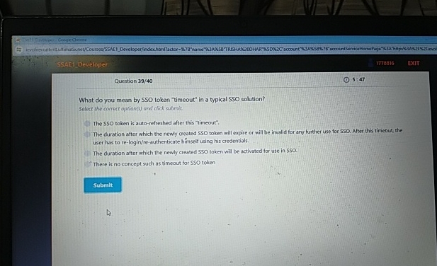  EXIT Question 3940 5:47 What do you mean by SSO token
