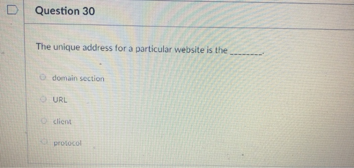 server securc social semantic DQuestion 30 The unique address for a particular