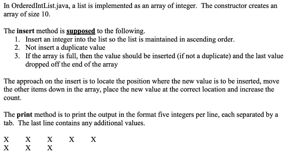 cse360assignl public class OrderedIntList { private int[] a; // array private int
