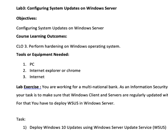 please show all steps screenshot it Lab3: Configuring System Updates on Windows