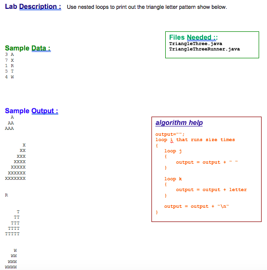 import static java.lang.System.* public class TriangleThree private int size; private String