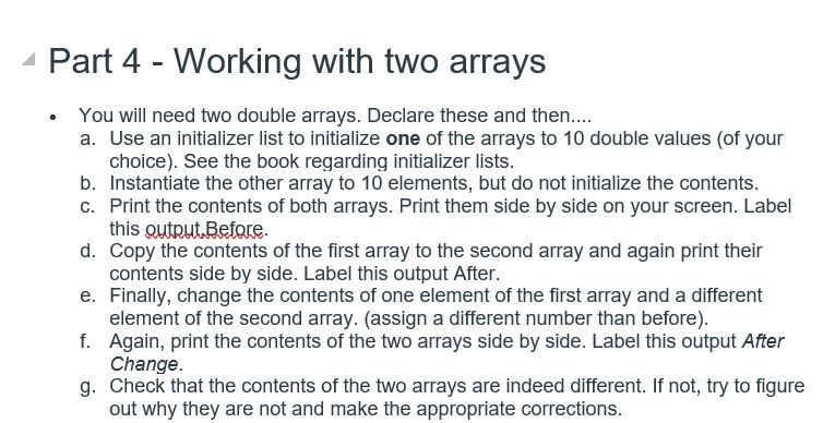 JAVA Part 4 -Working with two arravs . You will need