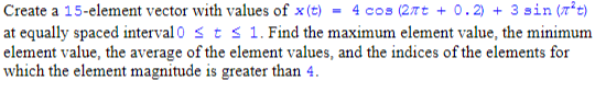 interval 0 t 1. Find the maximum element value, the minimum element