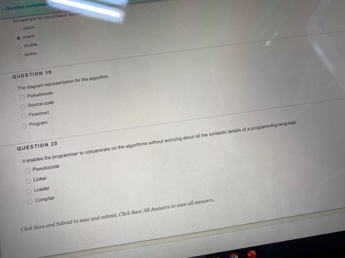  Question Completion An example for input/output function return double detine QUESTION