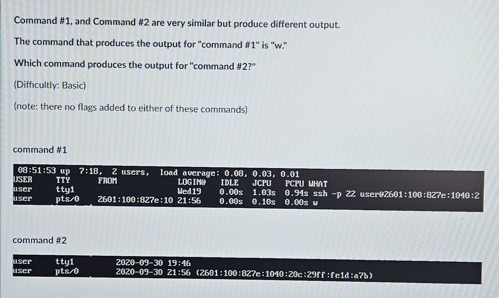  Command #1, and Command #2 are very similar but produce different