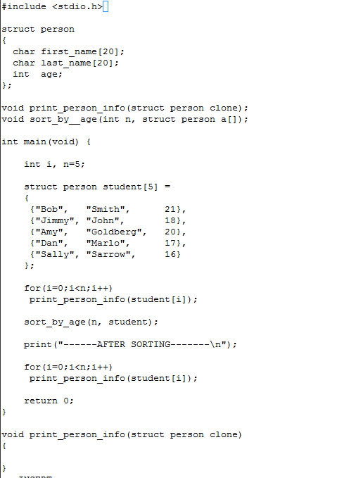 I am making a code that takes the five students, prints them,