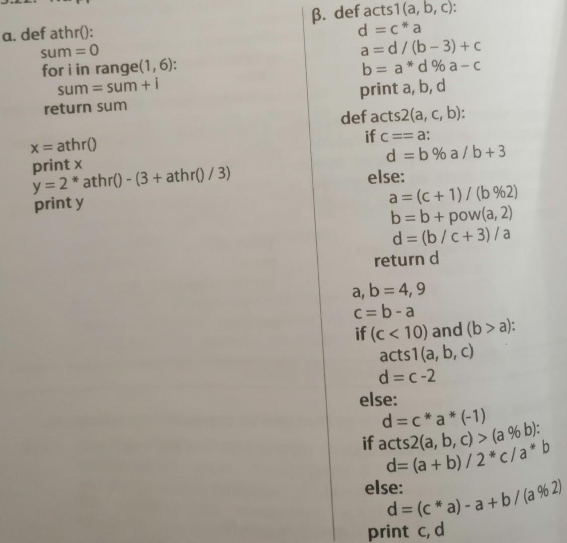 Can anyone show detailed results for these two programs? Python programs a.