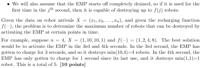 to (a) define and describe the subproblem; (b) write the recurrence relation