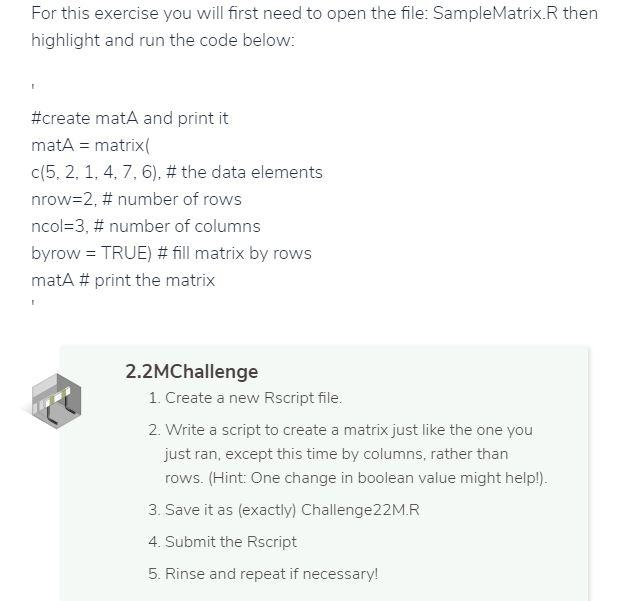  For this exercise you will first need to open the file: