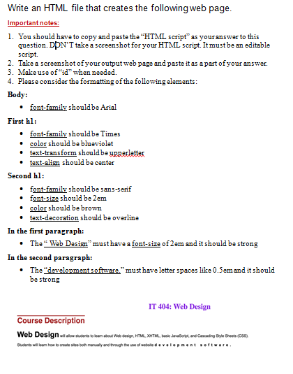 Write an HTML file that creates the following web page. Write an
