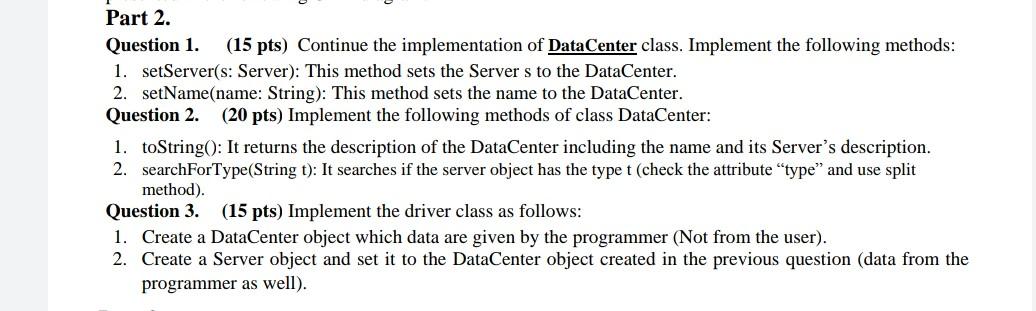 -server: Server + DataCenter (name: String) +getServer():Server +getName(): String +setName(name: String): void