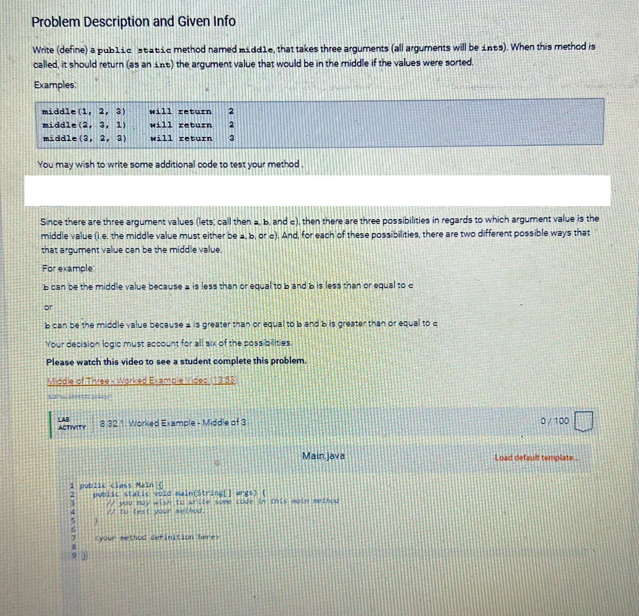  Problem Description and Given Info Write (define) a public static method