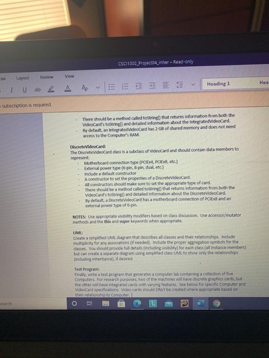 Head equired Description Modify and update your program from Assignment 3 that