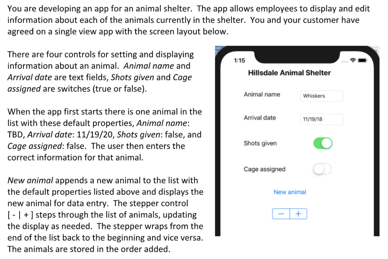 Question in Programming in Swift. Please make sure all requirements are met.